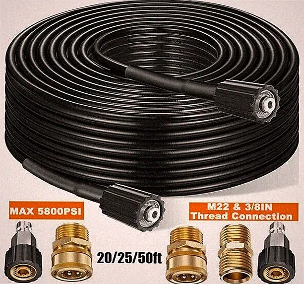 High Pressure Washer Hose 25/50/100ft 5800PSI M22 Power Washer Extension Hose M