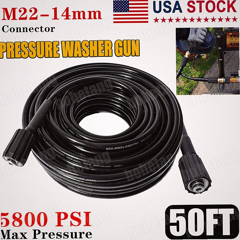 High Pressure Washer Hose 25ft/50ft 5800PSI M22-14mm Power Washer Extension Hose