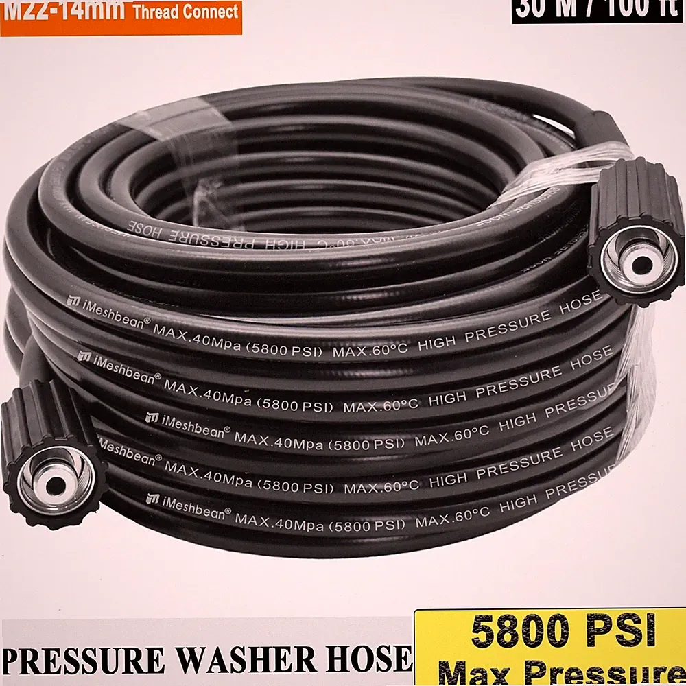 High Pressure Washer Hose 50/100FT 5800PSI M22-14mm Power Washer Extension Tube