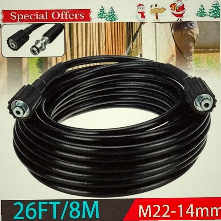 High Pressure Washer Hose 8m/25ft 5800PSI M22-14mm Power Washer Extension Tube I