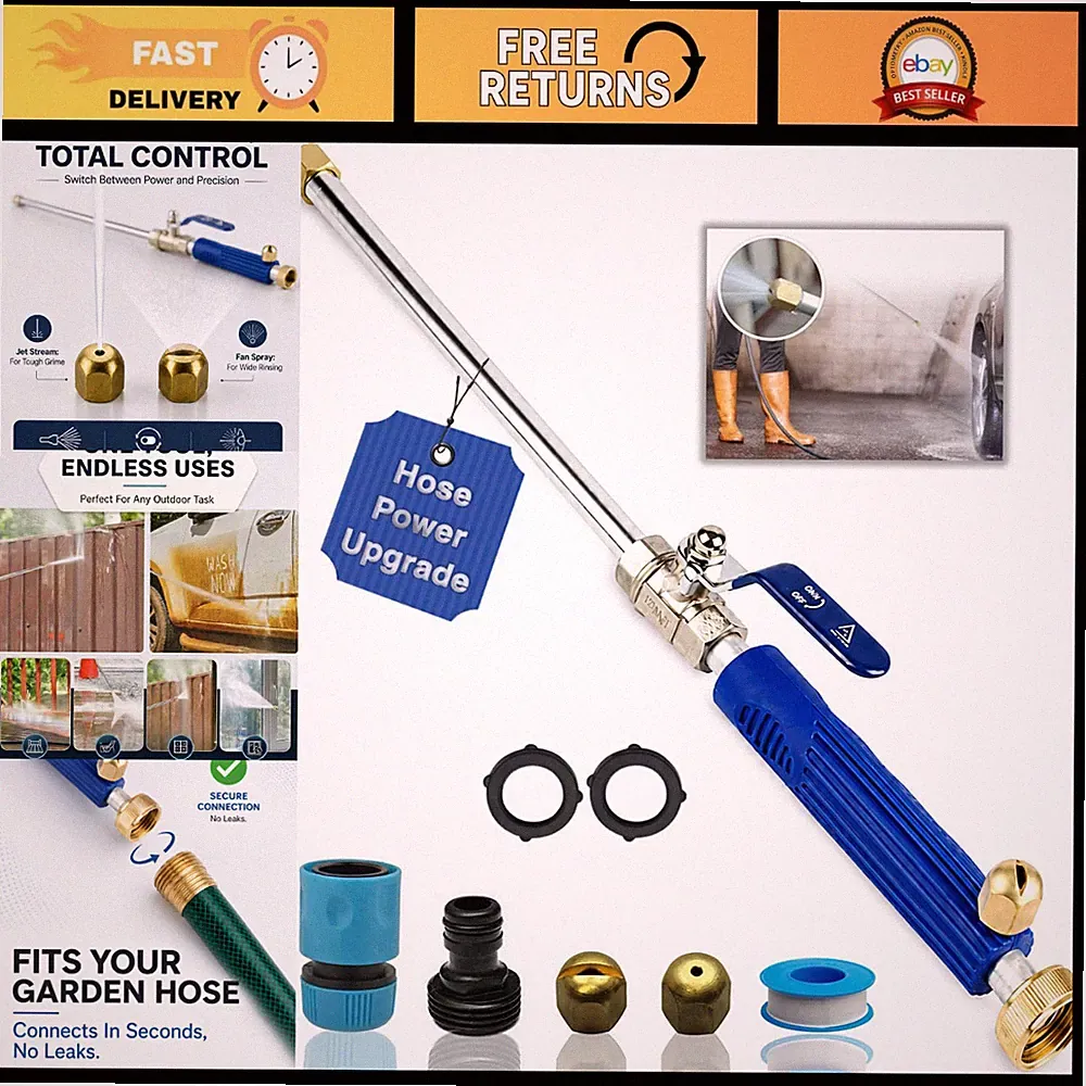 High-Pressure Washer Hose Attachment, Hydro Jet Wand for Garden Hose Cleaning