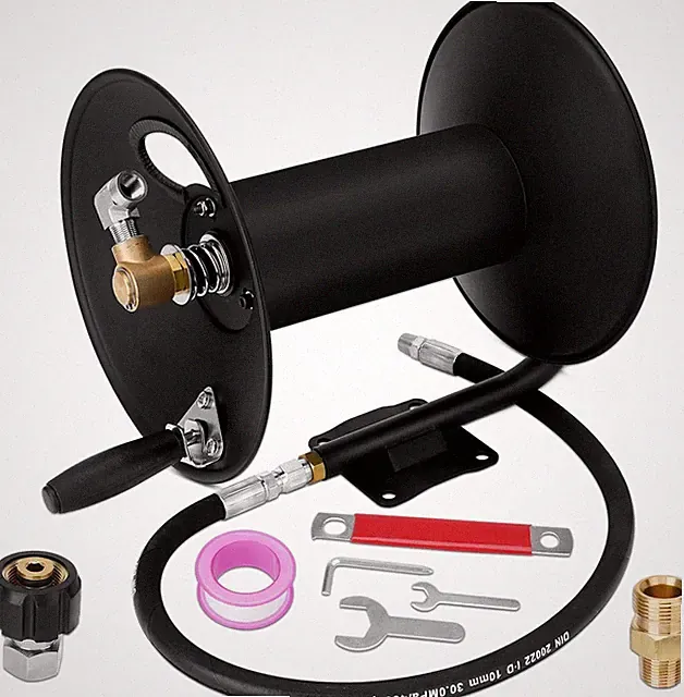 High Pressure Washer Hose Reel 100Ft 3/8" NPT, 4000 PSI Heavy Duty Steel Power W