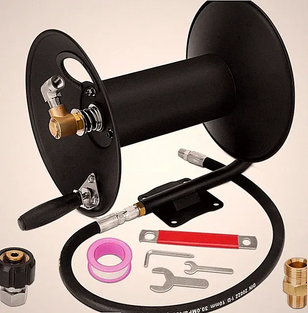 High Pressure Washer Hose Reel 100Ft, 3/8" NPT with Swivel Arm and Mounting Brac