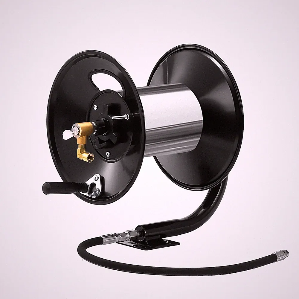 High Pressure Washer Hose Reel 100ft, Heavy Duty Steel Hose Reel, Manual Crank
