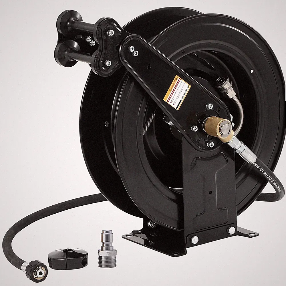 High Pressure Washer Hose Reel for Water/Air/Oil, 3/8" X 50 FT Steel Dual Arm...