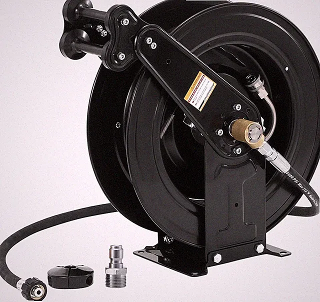 High Pressure Washer Hose Reel for Water/Air/Oil, 3/8" X 50 FT Steel Dual Arm Au