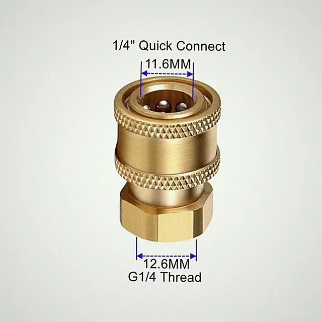 High Pressure Washer Nozzle 1/4" Quick Plug Connector Coupler with G1/4 Male Fem
