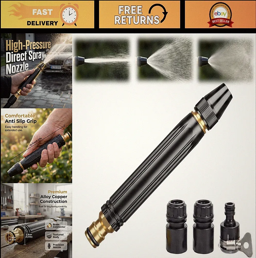 High Pressure Washer Nozzle Set - 3 Spray Modes, Multi-Function Water Sprayer fo