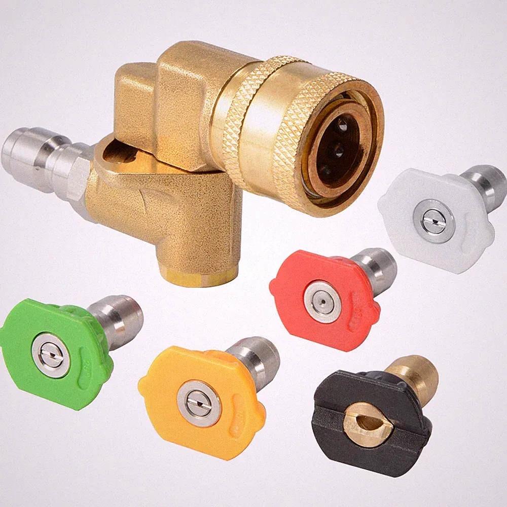High Pressure Washer Nozzle Tips Wand Pivot Coupler Gun Power Spray Kit 4500 PSI