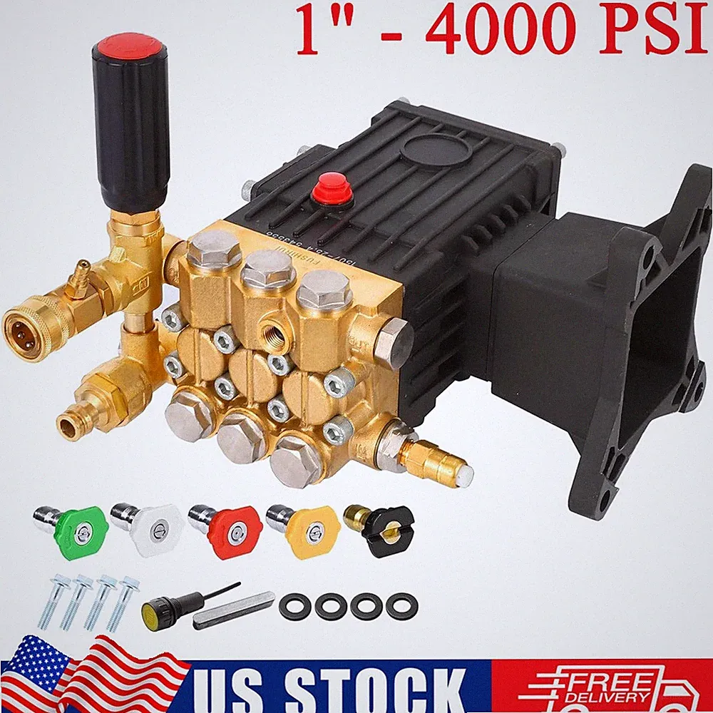 High Pressure Washer Pump 1" Shaft Horizontal Power Washer Pump 4000 PSI 4.4 GPM