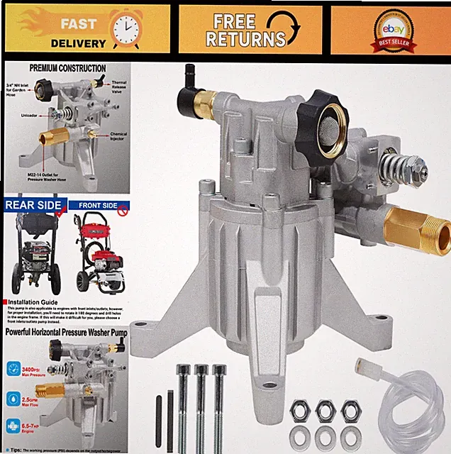High-Pressure Washer Pump 3400 PSI, 2.5 GPM, 7/8" Shaft, Gas Power Washer Replac