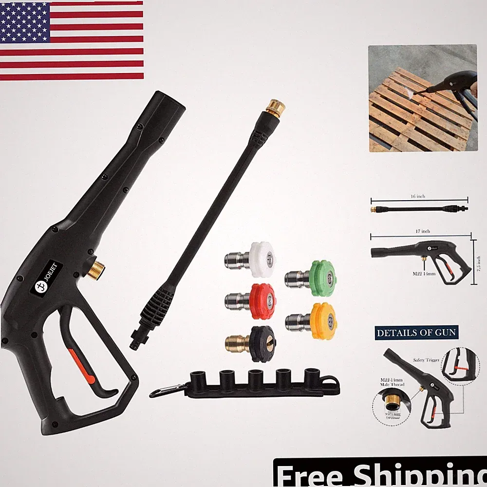 High Pressure Washer Replacement Gun with Jet Wand & 5 Nozzle Tips - 2000 PSI