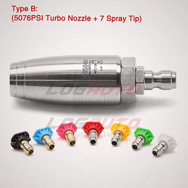 High Pressure Washer Rotating Turbo Nozzle Spray Tip 1/4" 5076PSI for Hot / Cold