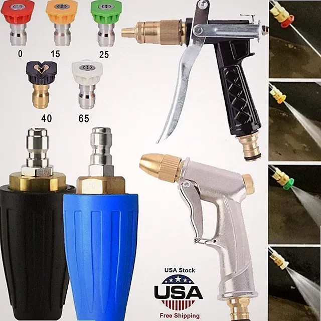 High Pressure Washer Rotating Turbo Nozzle Spray Tip Gun 1/4" 3/4" 3600-4000PSI