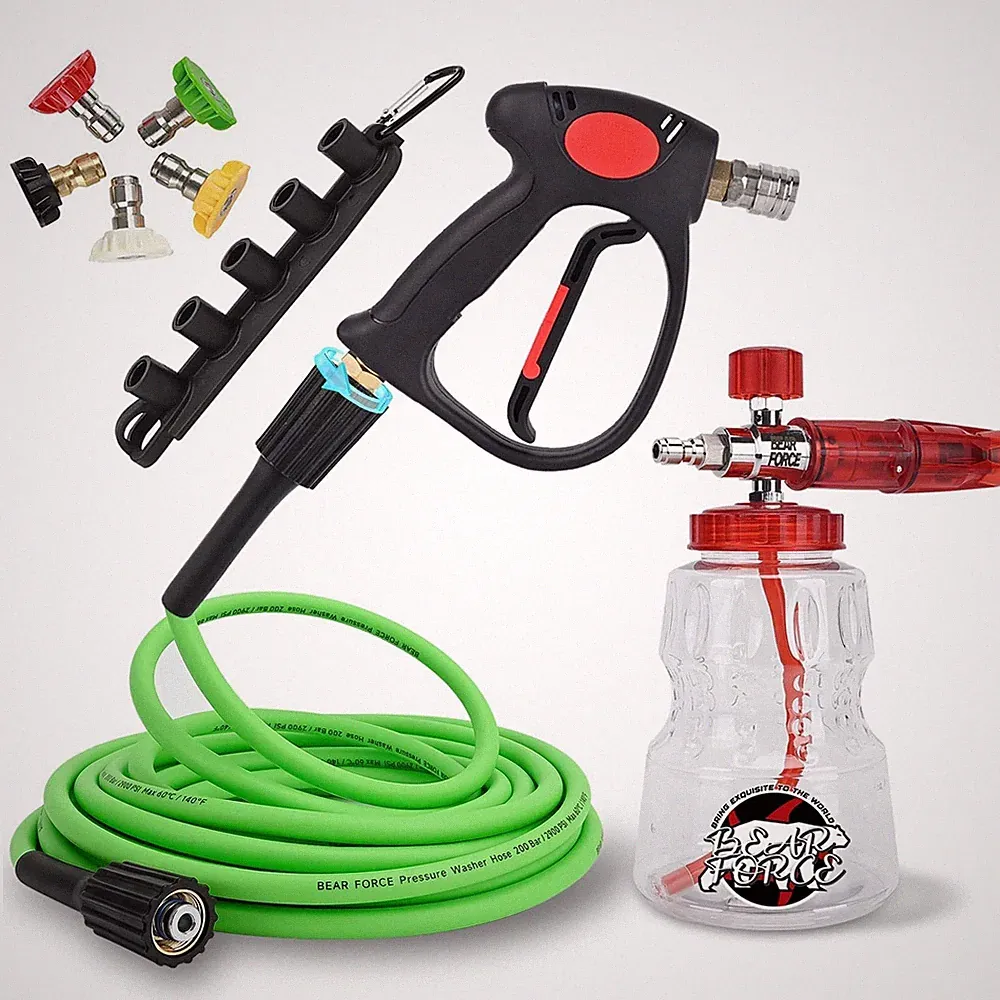 High Pressure Washer Spray Gun & Foam Cannon 32oz & Kink Resistant Hose 32ft...