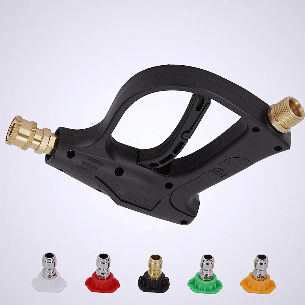 High Pressure Washer Spray Gun M22 14mm with 5 Spray Nozzle Tips Aluminum