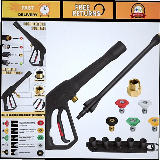 High-Pressure Washer Spray Gun, Universal Fit for Electric & Gas Pressure Washer