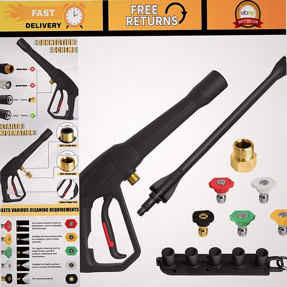 High-Pressure Washer Spray Gun, Universal Replacement for Electric & Gas Models