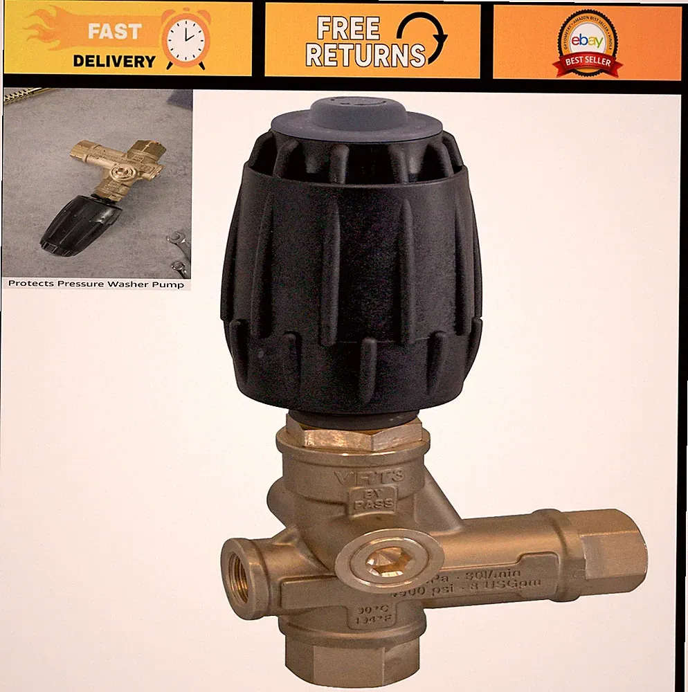 High-Pressure Washer Unloader Valve - 4500 PSI, 10.5 GPM, 3/8" FNPT, Adjustable