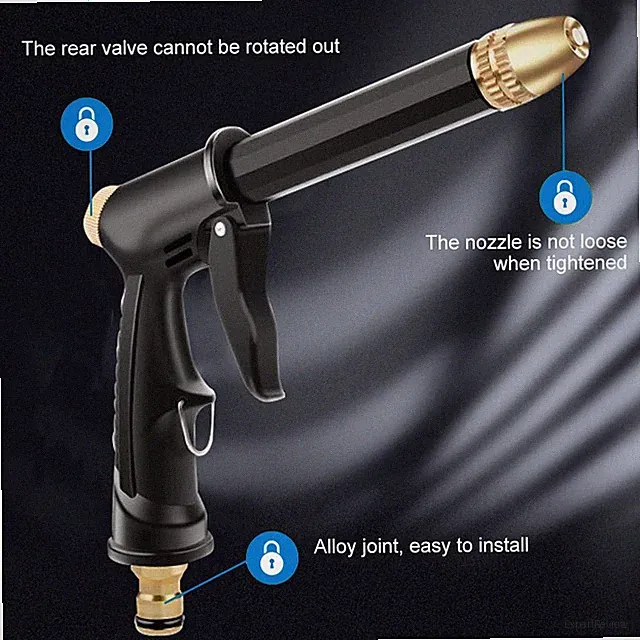 High Pressure Water Spray Gun - Brass Nozzle for Car Wash&Garden Hose Heavy Duty