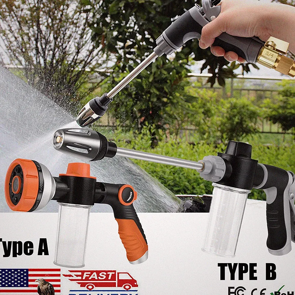 High Pressure Water Spray Gun Nozzle for Car Wash, Garden Water Hose Heavy Duty