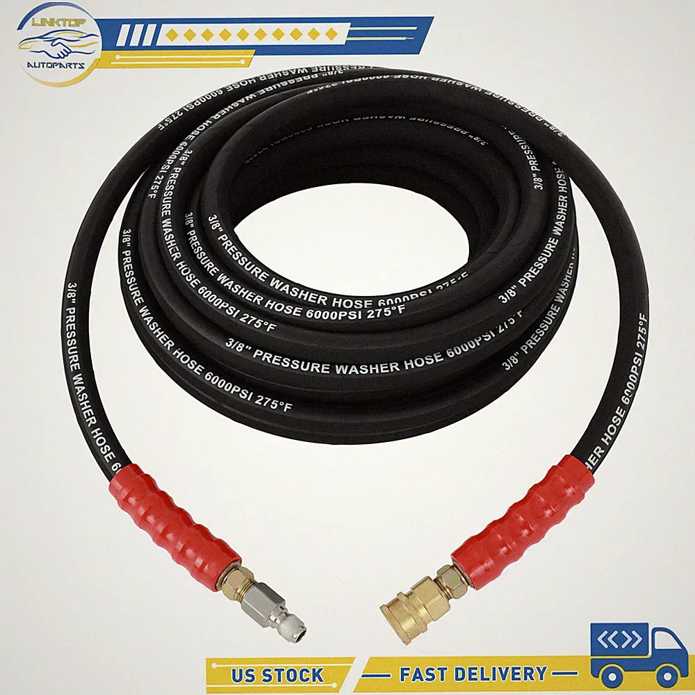 High Quality Hot Water Pressure Washer Hose 3/8" x 50ft 6000psi 2-Braid R2 Black