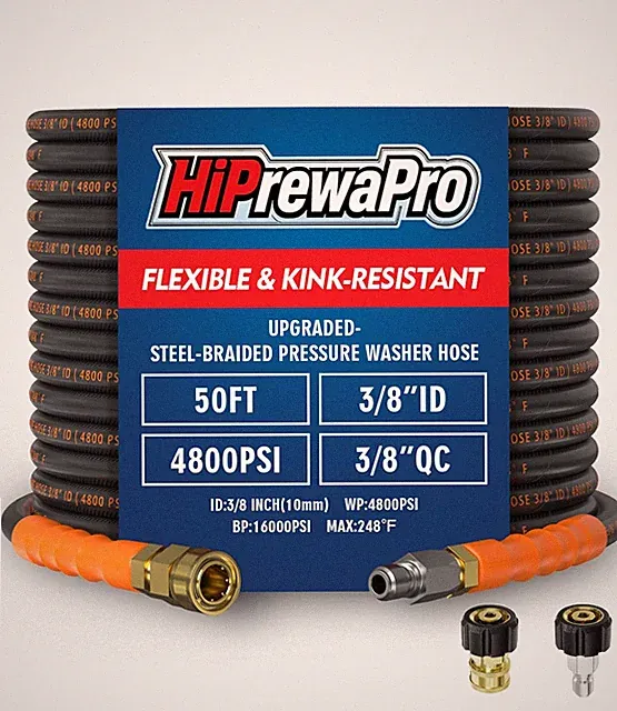 HiPrewaPro pressure washer hose 50ft Black
