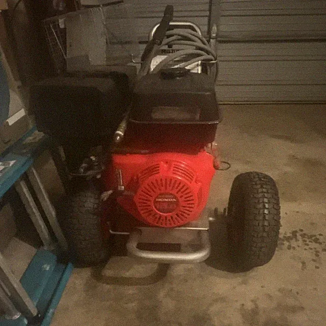 Honda GX160 Wheel-Mounted Gas Pressure Washer with Red Engine and Hose
