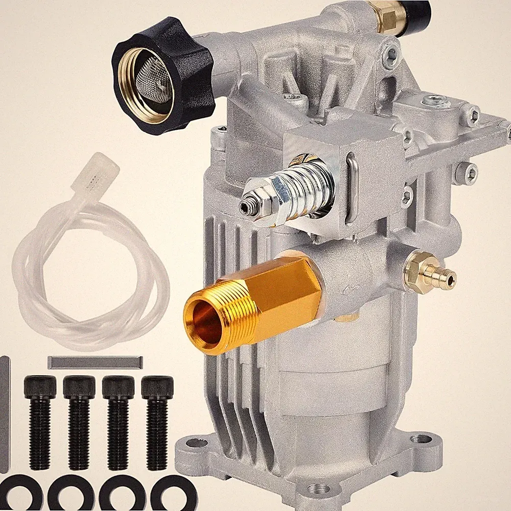 Horizontal Axial Plunger Pressure Washer Pump 3400 PSI 2.5 GPM 3/4 Inch Shaft