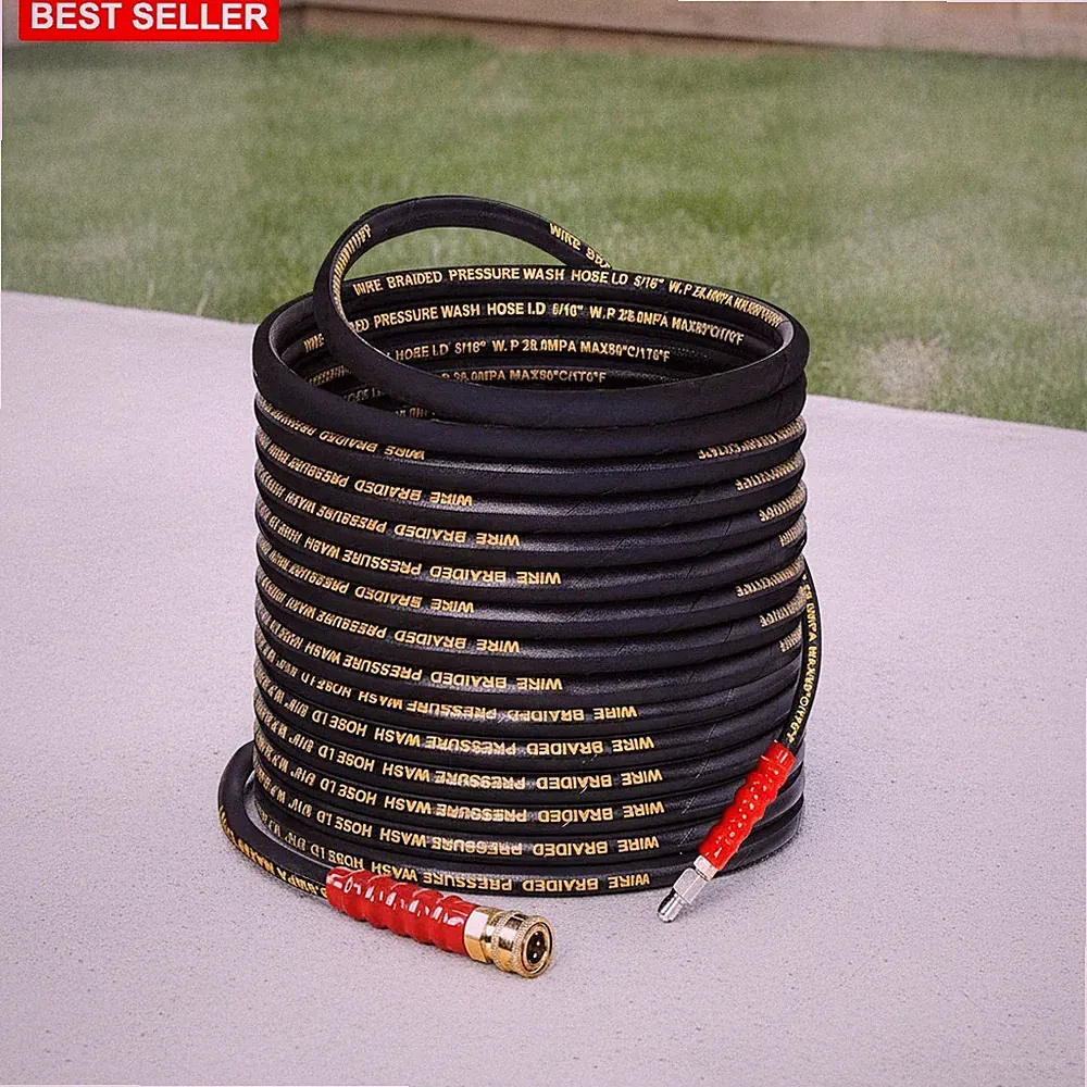 Hose 100 Ft Pressure Washer 4000 PSI Kink Resistant Rubber Steel Compact
