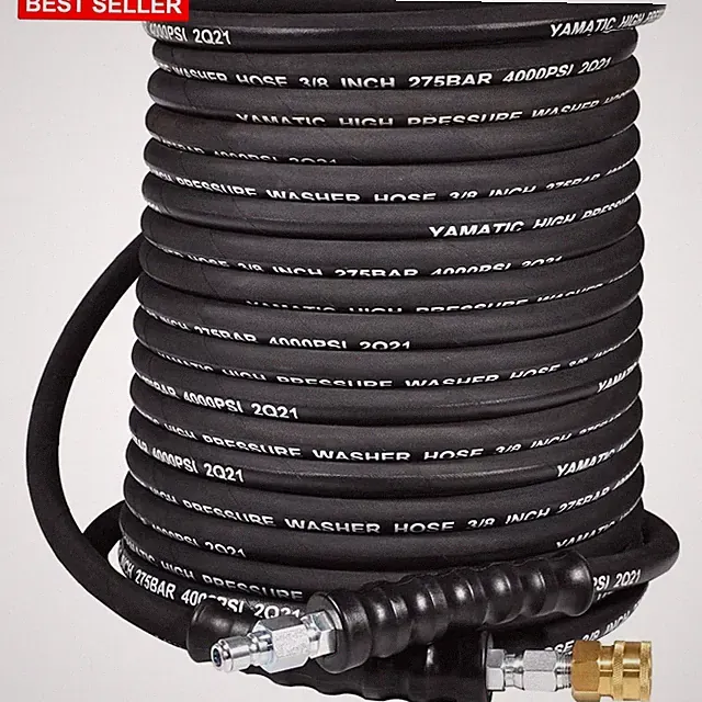 Hose Pressure Washer 50 Ft 4000 PSI Steel Braided Rubber Cold Hot Water