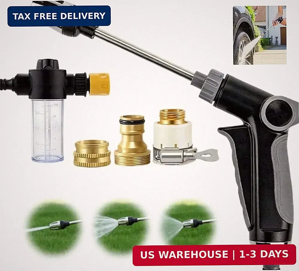 Hose Pressure Washer Gun, High Pressure Jet Hose Nozzle, 3 Spray Modes Handheld