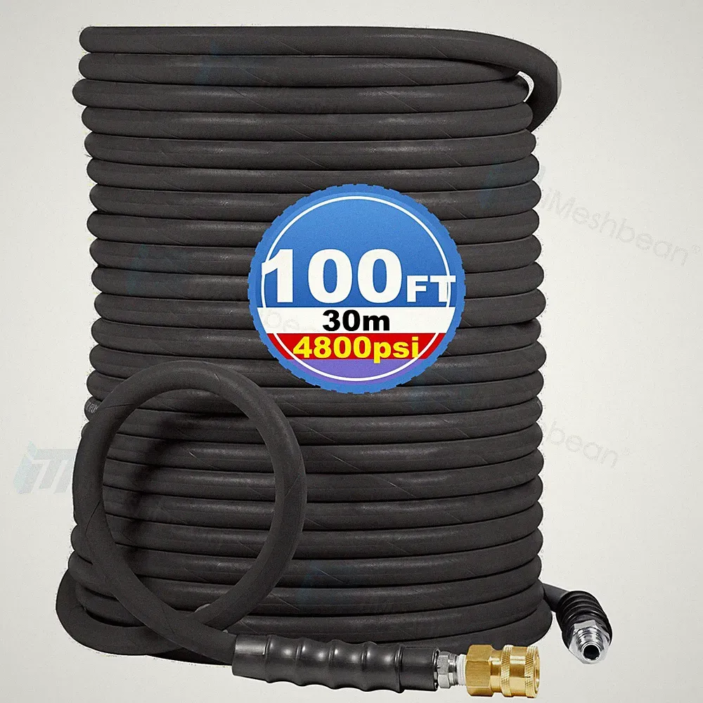 Hot&Cold Water Pressure Washer Hose 3/8" x25/50/100ft 4800psi Braided Extension