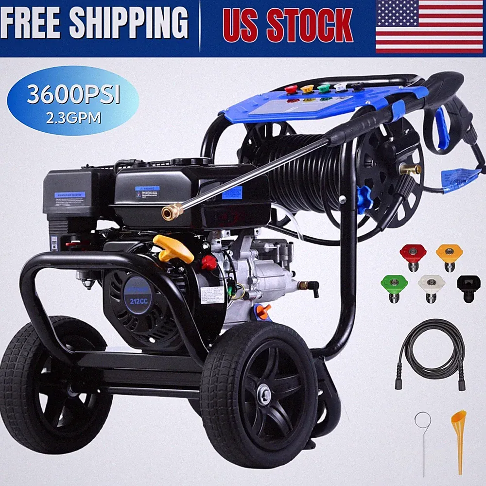 Hot! Gas Pressure Washer 3600 PSI, 2.3 GPM Heavy Duty High Power Washer 212CC