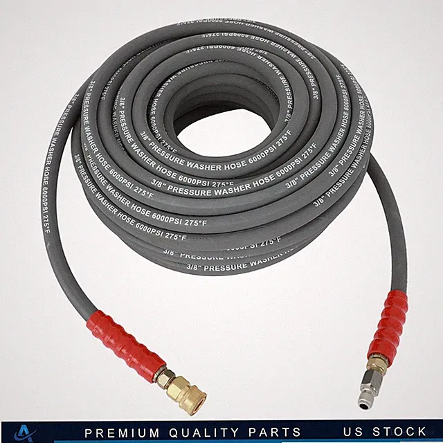 Hot Water Pressure Washer Hose 3/8" x 100ft 6000 psi 2-Braid Gray R2