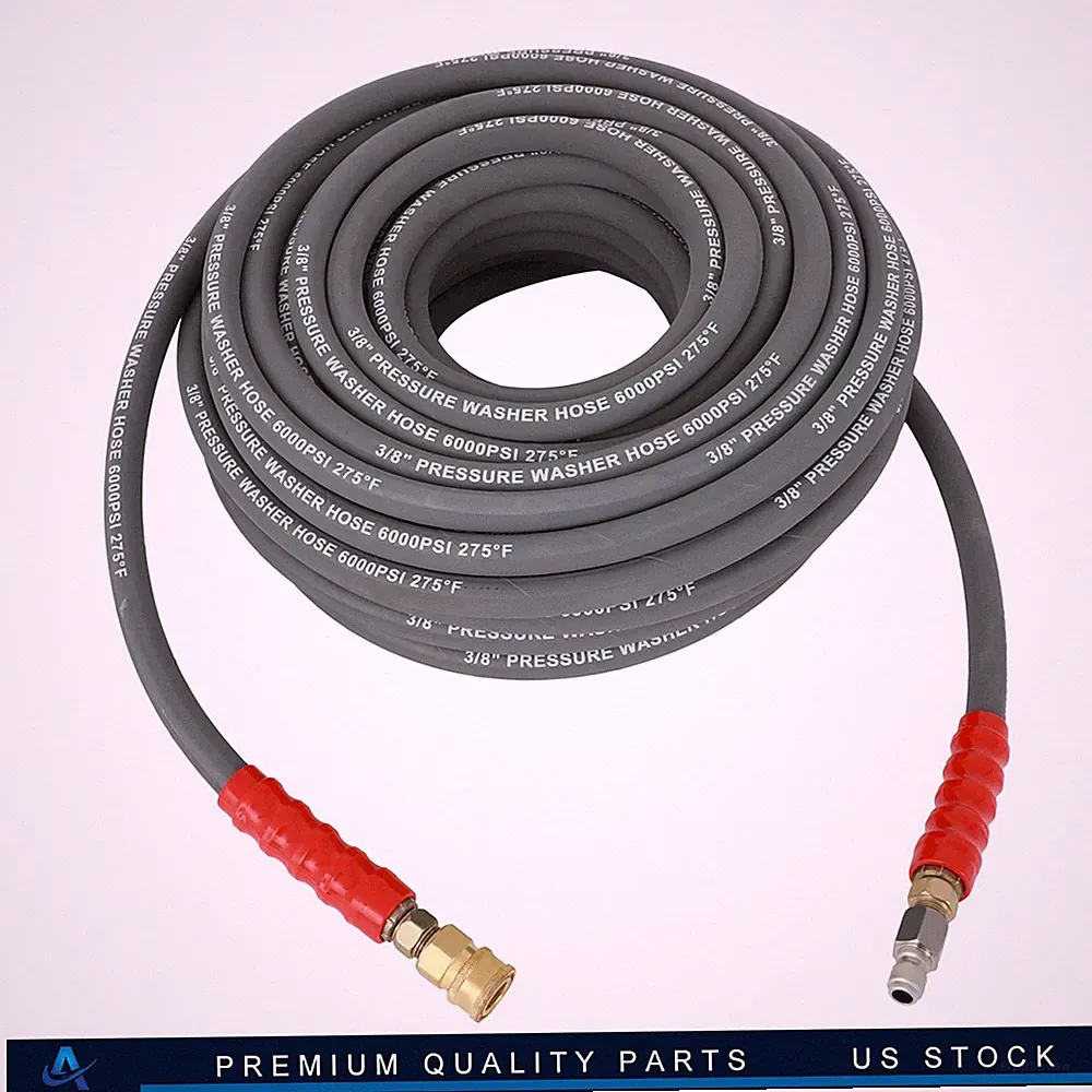Hot Water Pressure Washer Hose 3/8" x 100ft 6000 psi 2-Braid Gray R2