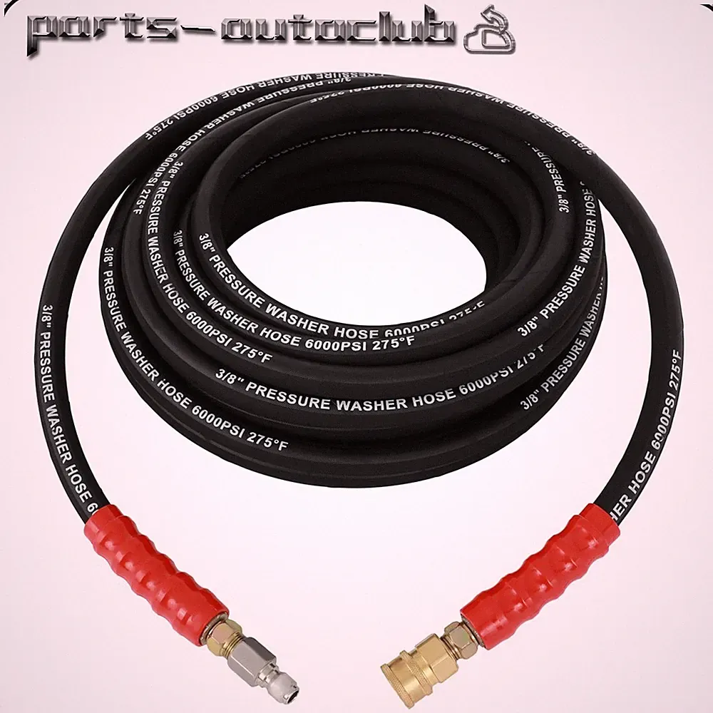 Hot Water Pressure Washer Hose 3/8" x 50ft 6000 PSI R2 Rating Black