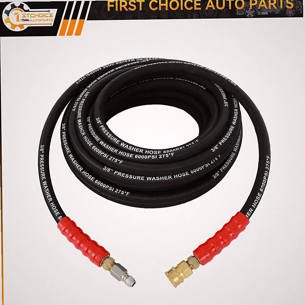 Hot Water Pressure Washer Hose 3/8" x 50ft 6000psi 2-Braid R2 Black Wholesale