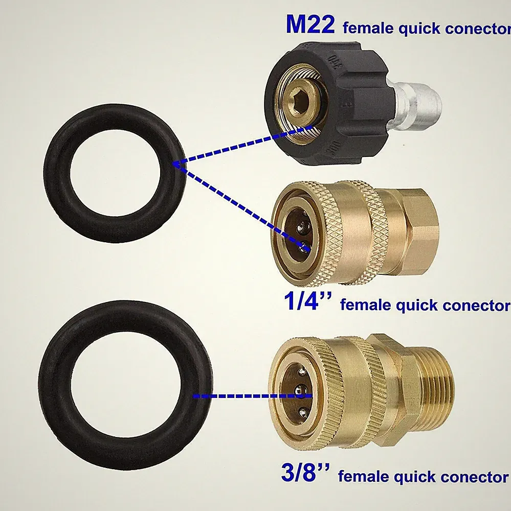 Hot Water Pressure Washer O-rings for 3/8 and 1/4 M22, 300 deg EPDM O-Rings