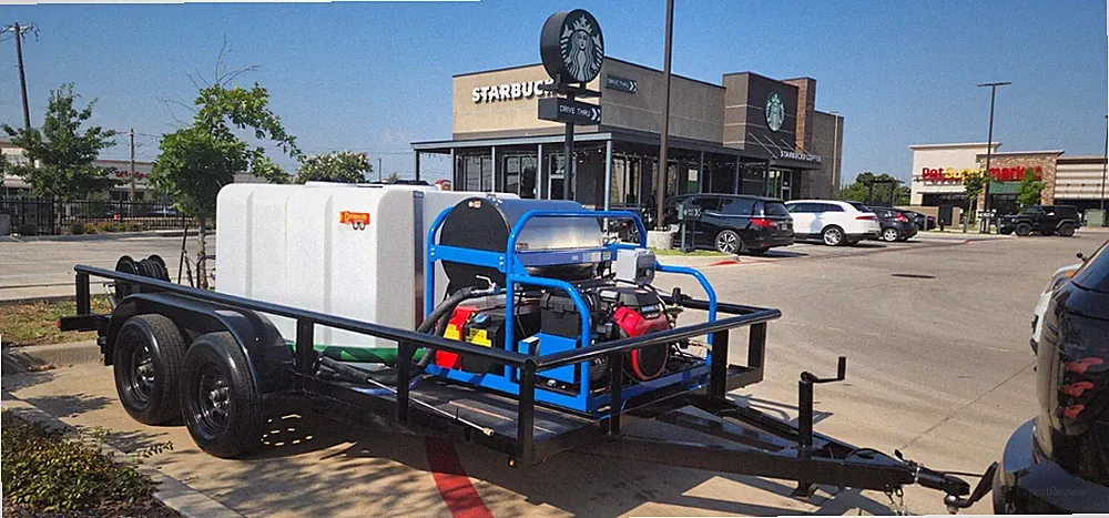 Hot Water Pressure Washer Trailer 8 GPM 3600 PSI 400 Gallon Detrailers DBP8