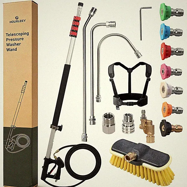 Hourleey 24FT Telescoping Wand 4000PSI Pressure Washer 7 Nozzles