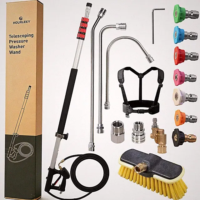 Hourleey 24FT Telescoping Wand Pressure Washer 4000 PSI Brush Head