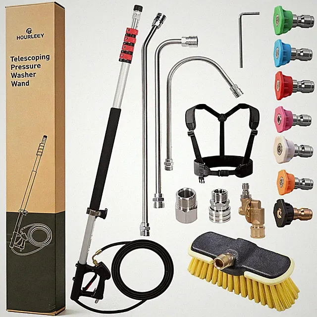 Hourleey 24FT Telescoping Wand Pressure Washer 4000 PSI Brush Head