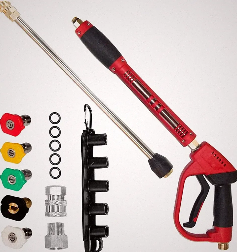 Hourleey Pressure Washer Gun, Red High Power Washer Gun with Replacement Wand Ex