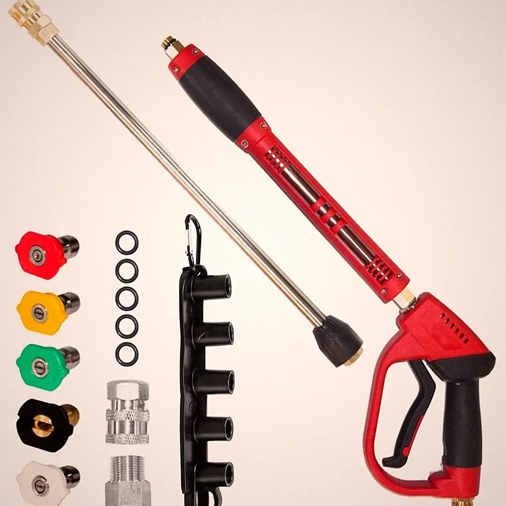 Hourleey Pressure Washer Gun, Red High Power Washer Gun with Replacement Wand Ex