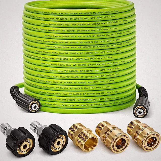 Hourleey Pressure Washer Hose 100 FT, 3600 PSI Flexible Kink 100FT, Green