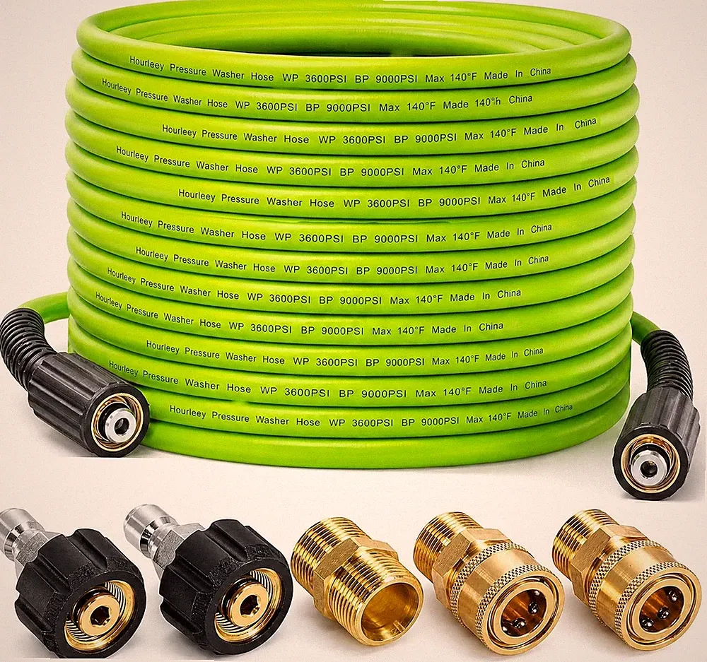 Hourleey Pressure Washer Hose 50 FT, 3600 PSI Flexible Kink Resistant Power Wash