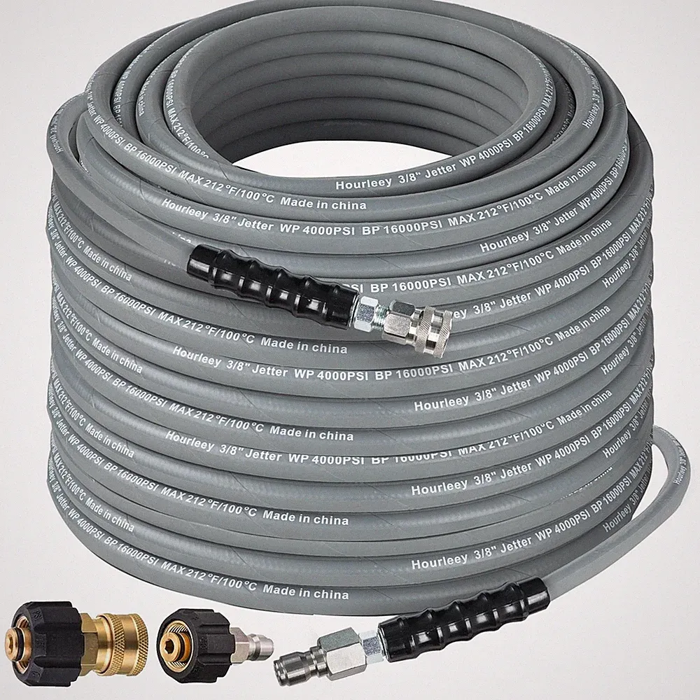 Hourleey Pressure Washer Hose 50FT, Kink Resistant High Tensile 50 FT, Gray