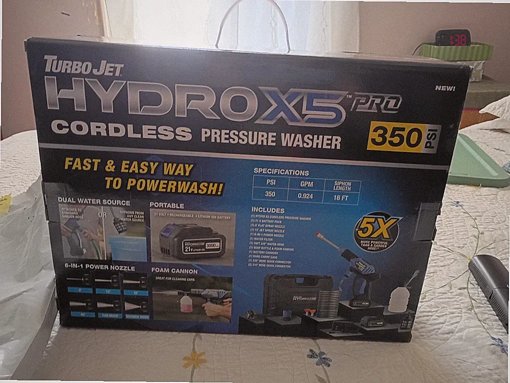 HydroX5 PORTABLE CORDLESS PRESSURE WASHER