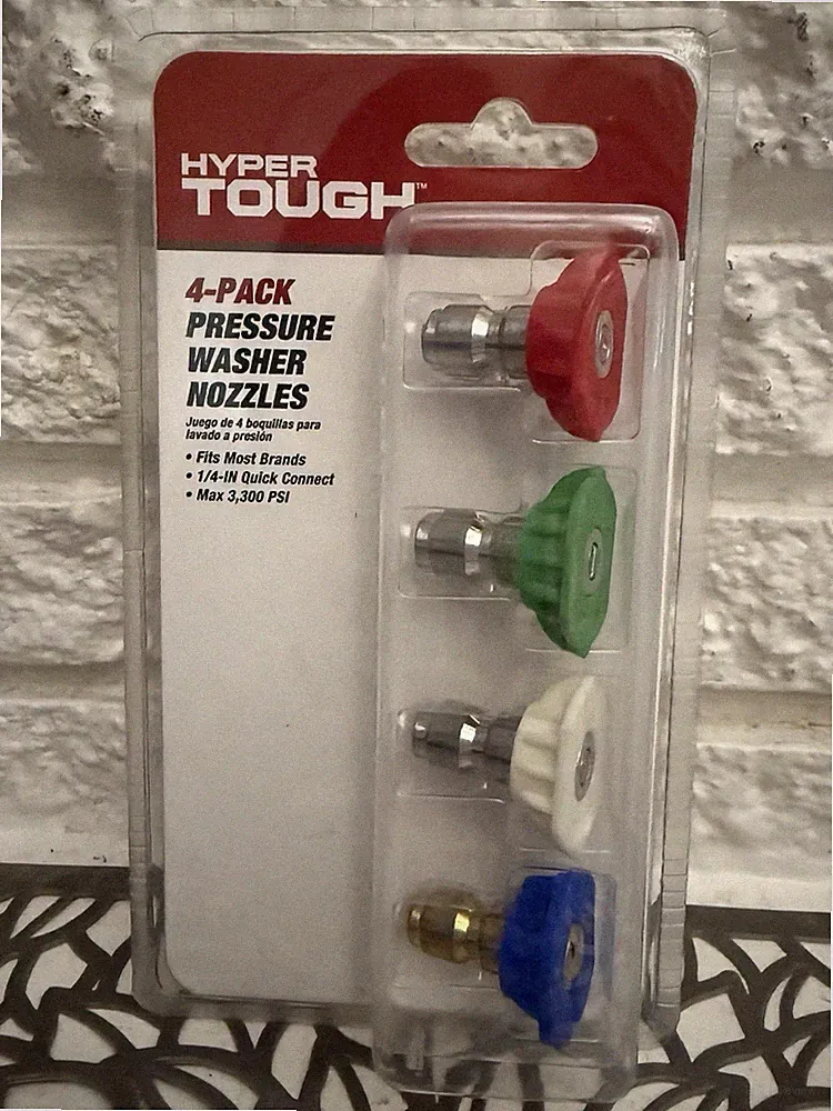 Hyper Tough 4-Pack Pressure Washer Quick Connect Nozzle Set 0-40° 3300 PSI